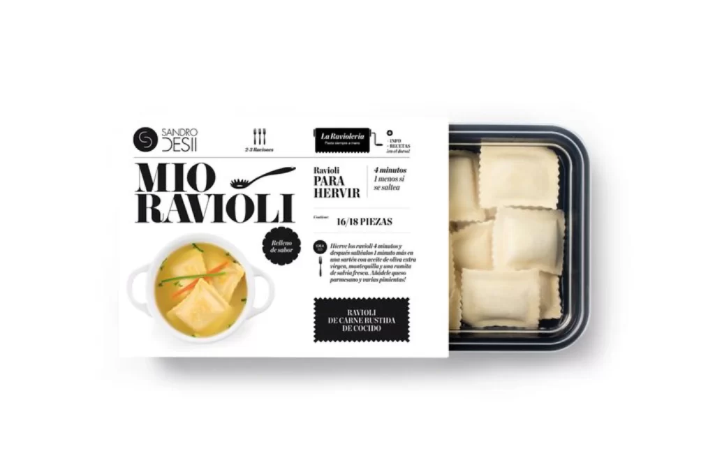Ravioli Packaging White Black Modern