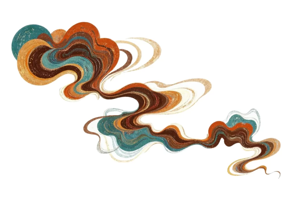 Red Blue Gold Brown Curved Layered Dunhuang
