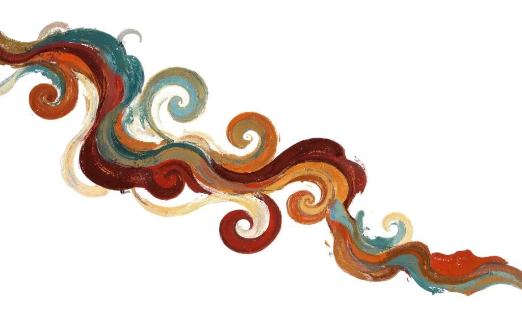 Red Blue Gold White Swirl Dunhuang Traditional Pattern