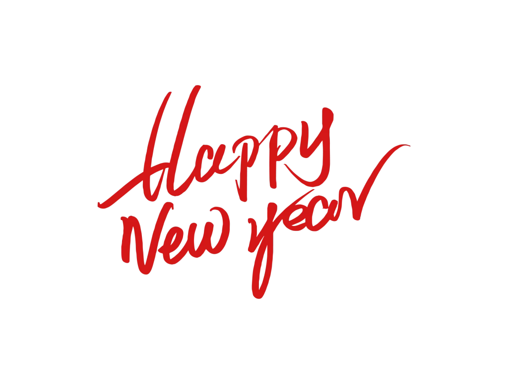 Red Brush Script Happy New Year Text