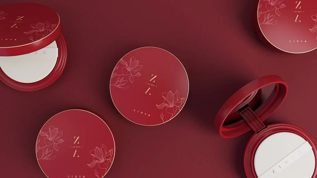 Red Compact Powder Floral Elegant Packaging Design