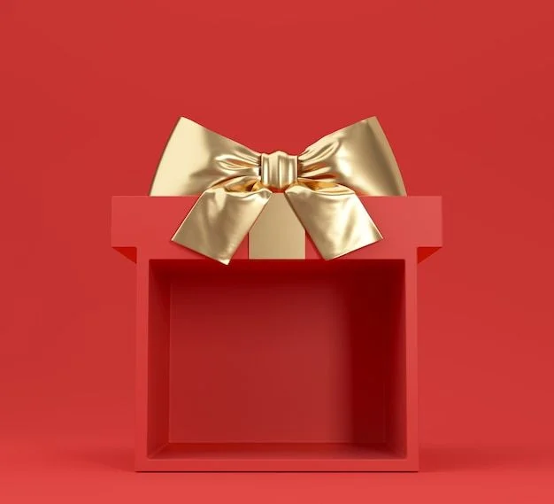 Red Gift Box Gold Ribbon Minimalist