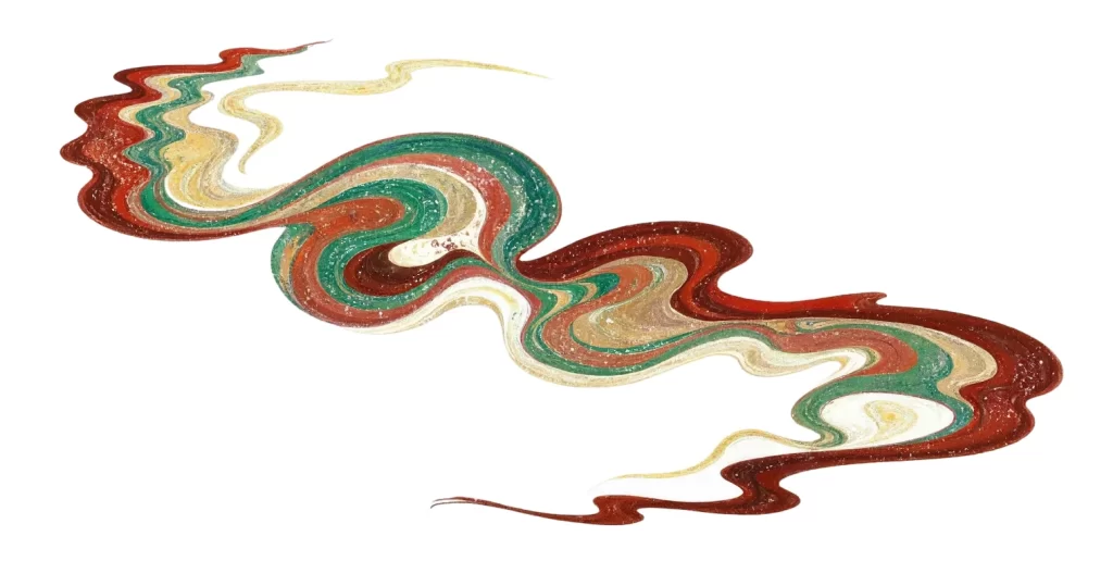 Red Green Gold Yellow Flowing Organic Dunhuang