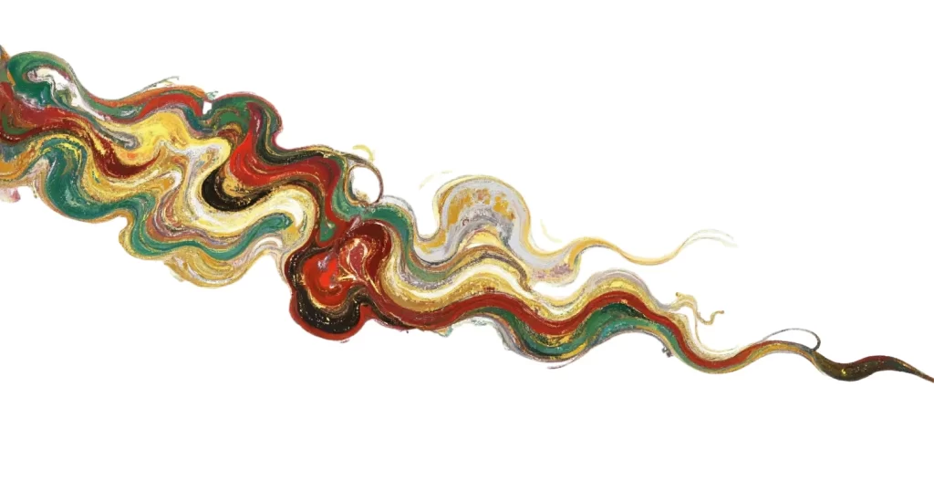 Red Green Gold Yellow Wavy Flowing Dunhuang Cloud