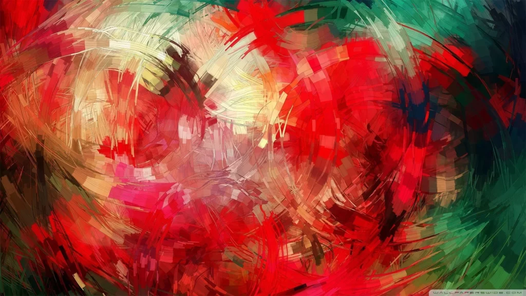 Red Green Impasto Oil Painting Texture Dynamic Brushstrokes