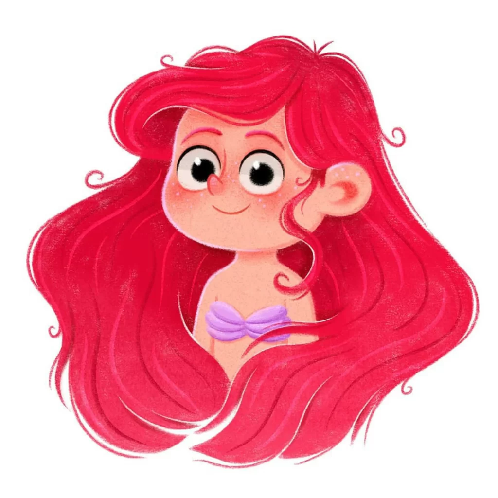 Red Hair Mermaid Purple Top Cartoon Character Eleonore Pelluau