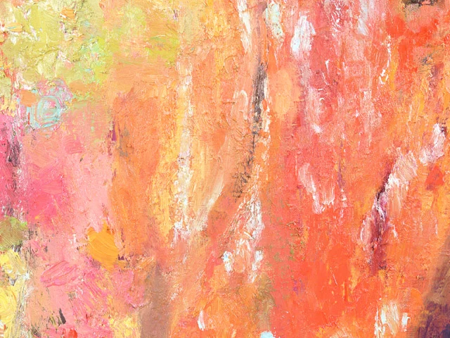 Red Impasto Oil Painting Texture Expressive Brushstrokes Dynamic Mood