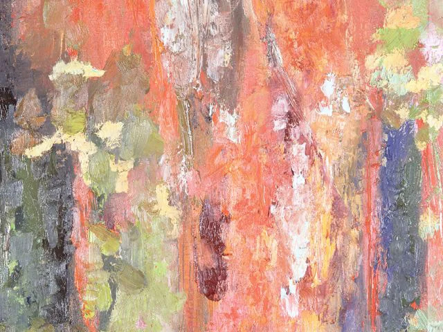 Red Impasto Oil Painting Texture Dynamic Brushstrokes Mixed Colors