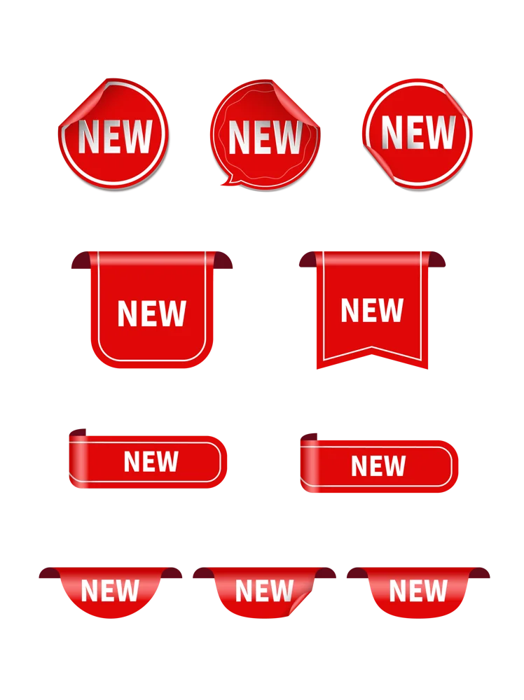 Red NEW Product Label Tag Collection