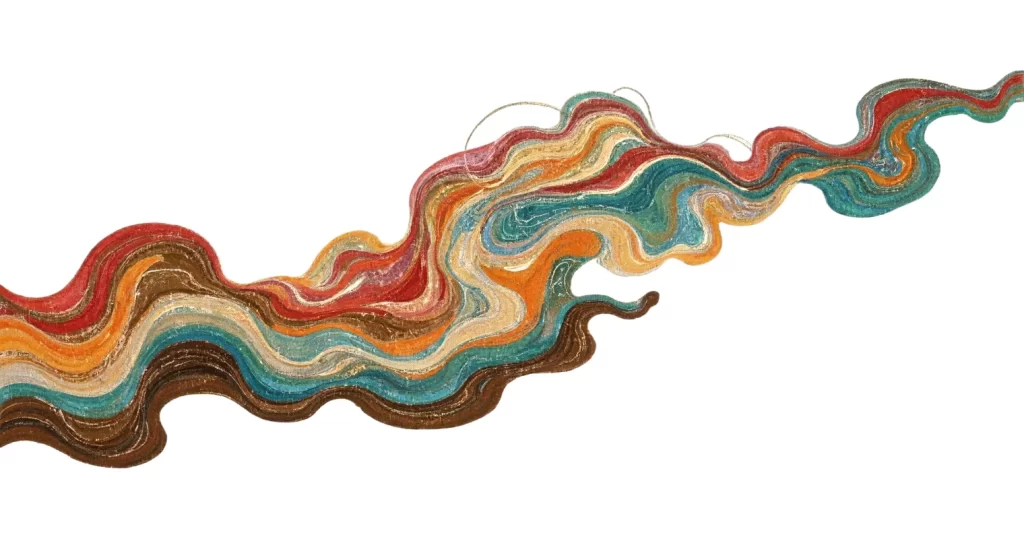 Red Orange Blue Green Wave Flowing Dunhuang