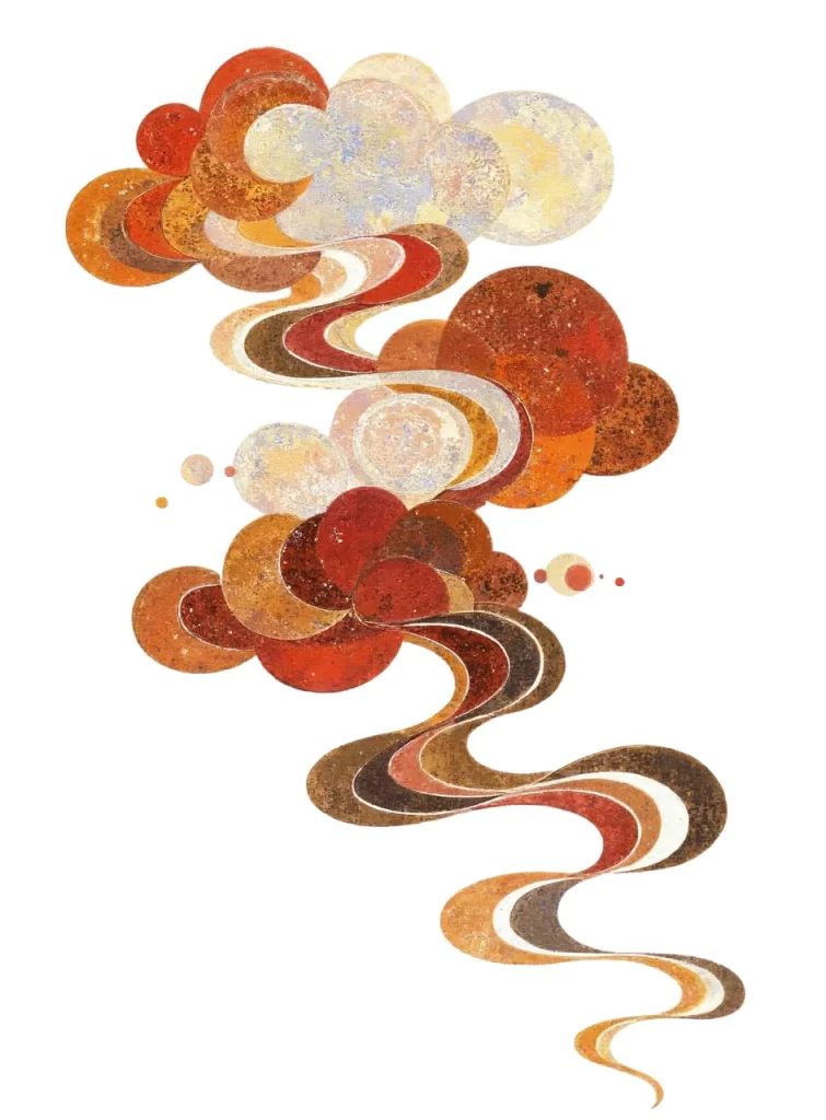 Red Orange Yellow Gradient Swirl Cloud Dunhuang
