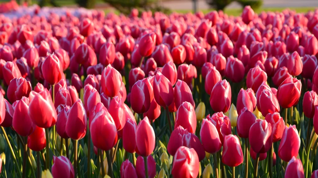 Red Tulip Blooming Petals Sunlight