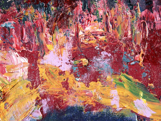 Red Yellow Green Impasto Palette Knife Texture Dynamic
