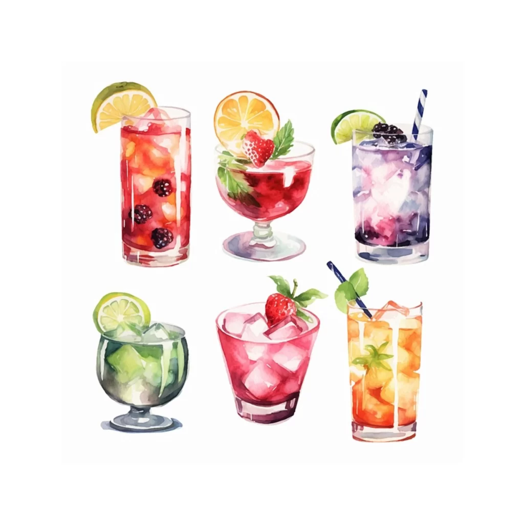 Refreshing Drinks Fruit Garnish Ice Cubes