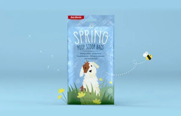 Rob Martin Poop Scoop Bags Blue White Spring Illustration
