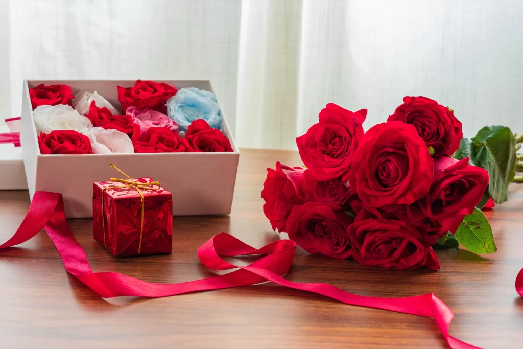 Rose Red Pink White Blue Gift Box