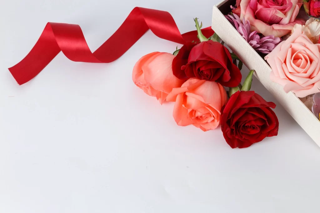Rose Red Pink White Gift Box Ribbon