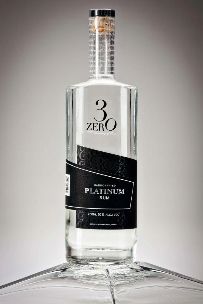 Rum Bottle Black White Platinum Handcrafted Design