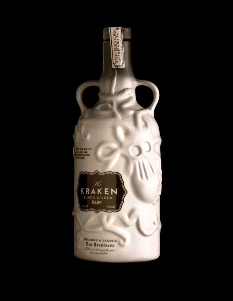 Rum Bottle White Embossed Vintage Design