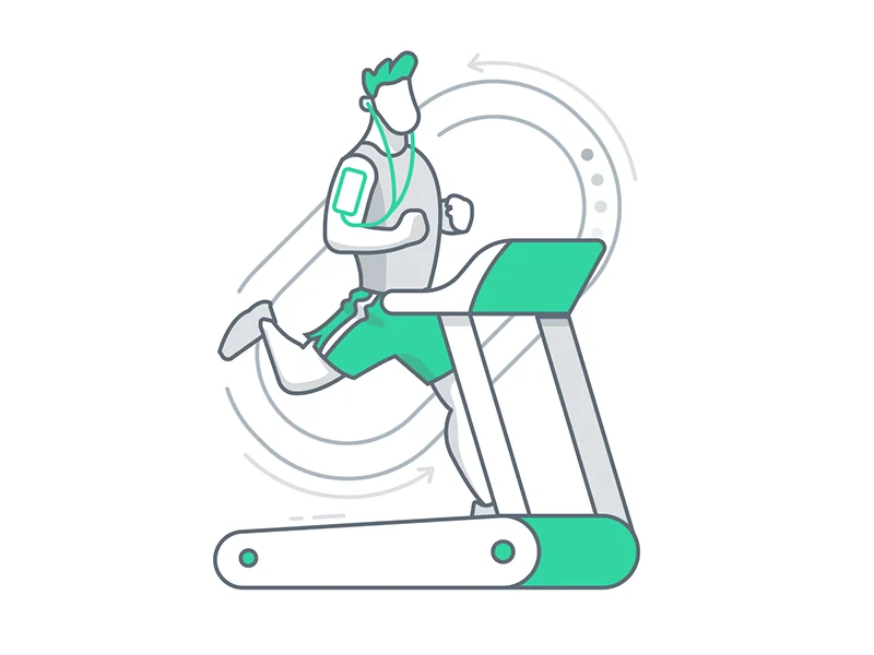 Running Man on Treadmill Illustration