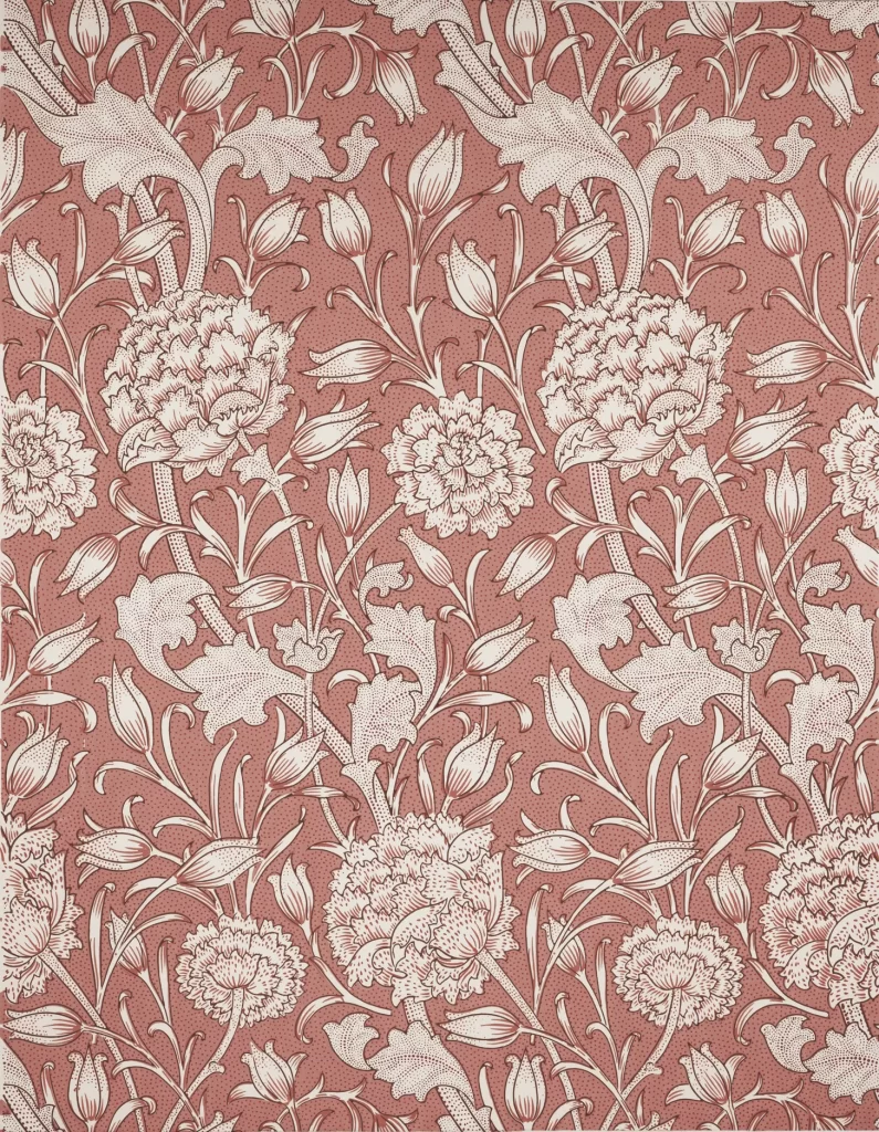 Rust Peony Tulip Vine Floral Repeat Pattern