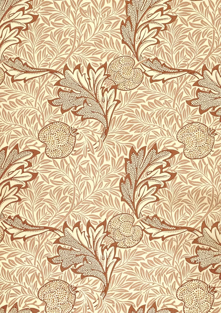 Rustic Vine Scroll Terracotta Leaves Vintage William Morris
