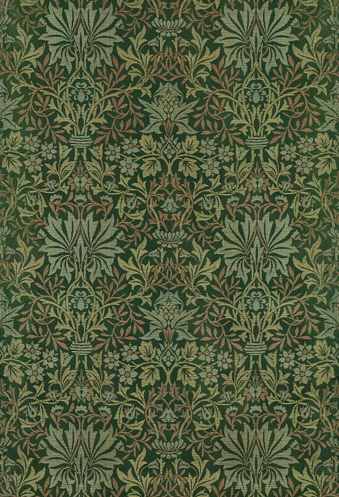 Sage Green Floral Vine Gold Leaves William Morris
