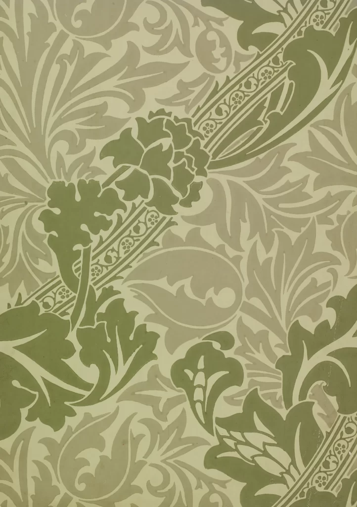 Sage Green Vine Scroll Pattern Botanical Wallpaper