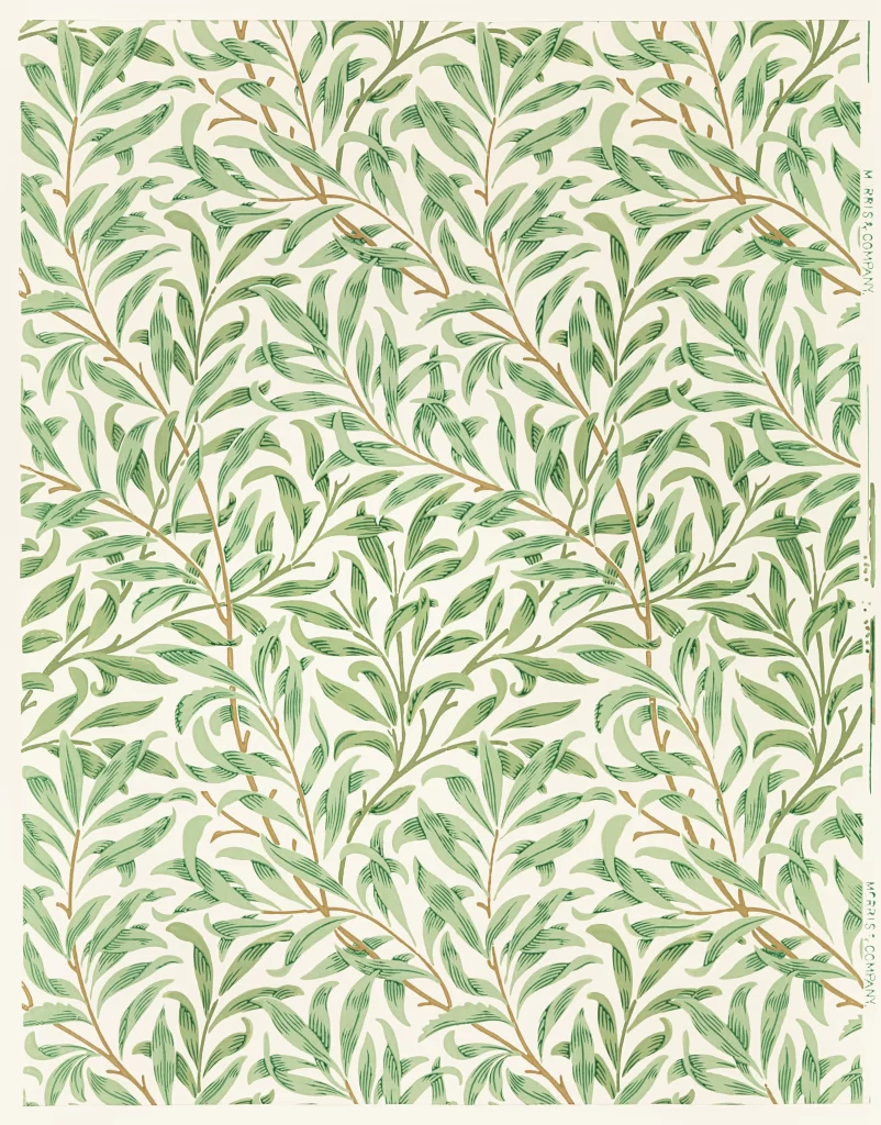 Sage Green Willow Vine William Morris Wallpaper Pattern