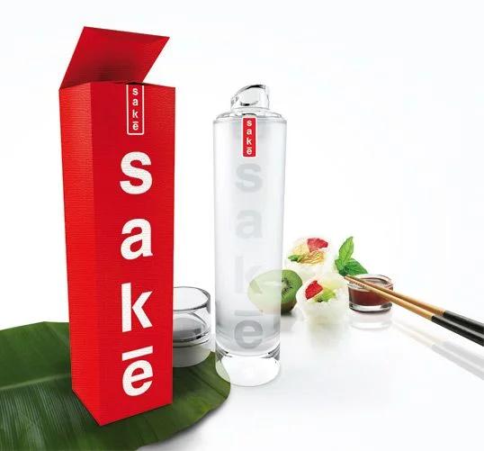 Sake Bottle Red White Minimalist Label Design