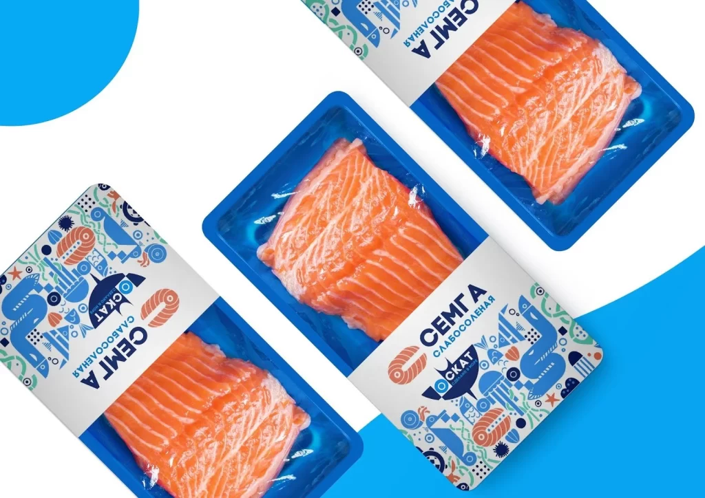 Salmon Packaging Colorful Design Fish