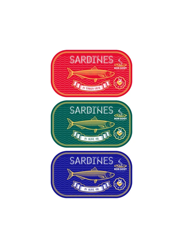 Sardines Retro Vintage Illustration Colorful
