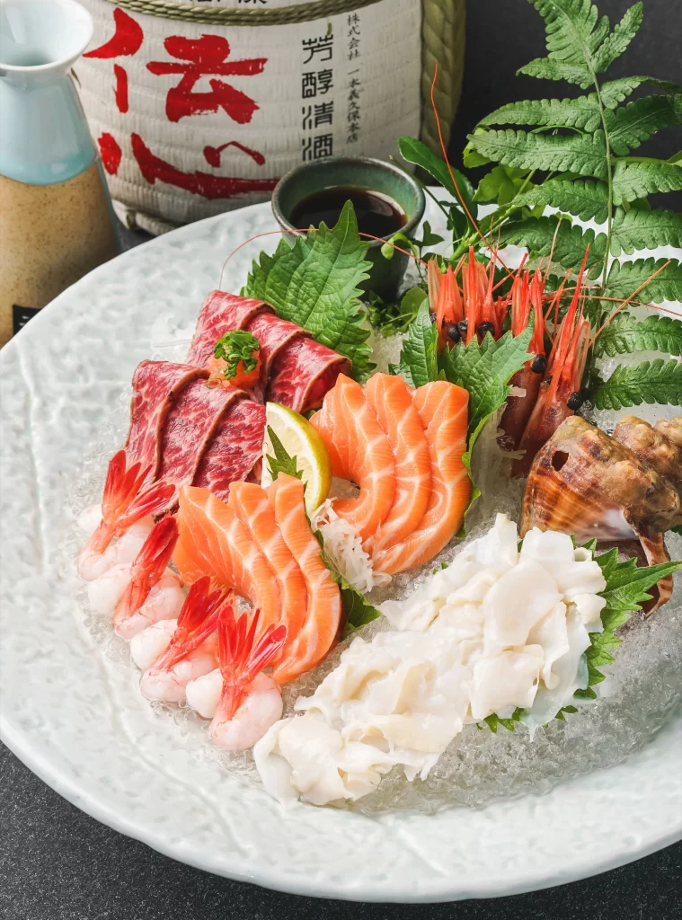 Sashimi Salmon Shrimp Seafood Ice Platter