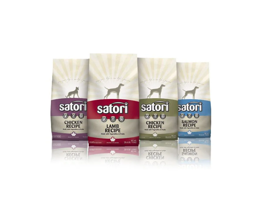 Satori Dog Food Chicken Lamb Salmon Recipe Natural Colors Illustration
