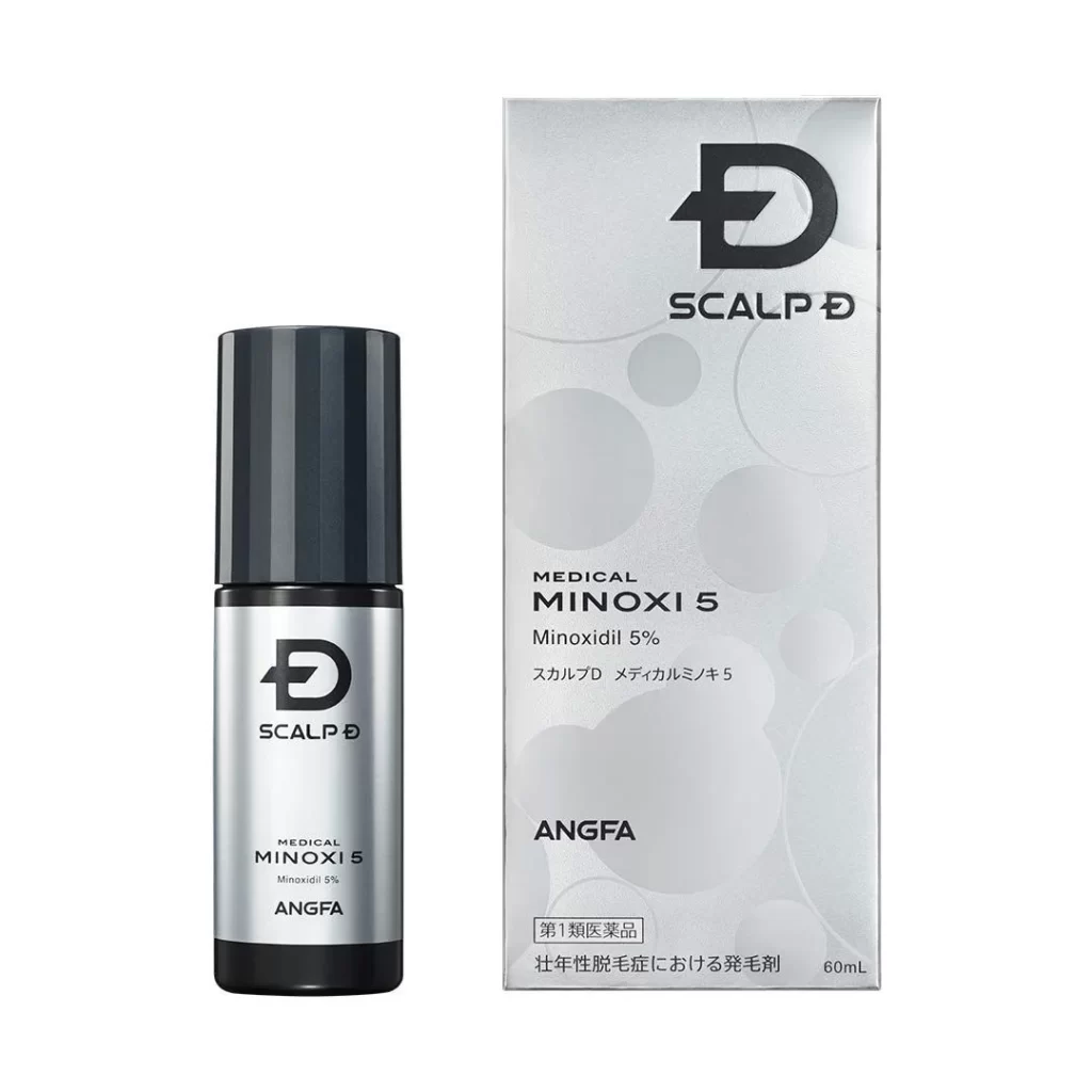 ScalpD Minoxidil Bottle Black Silver Medical Minimalist Design