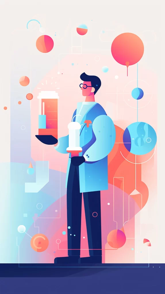 Scientist Blue Flask Abstract Modern