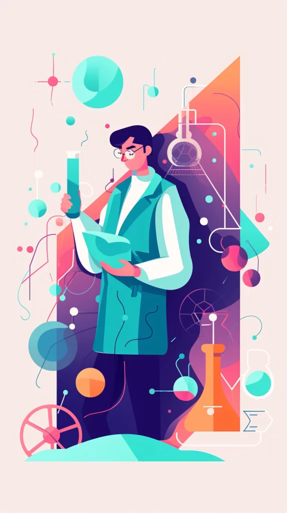 Scientist Green Labcoat TestTube Abstract Modern