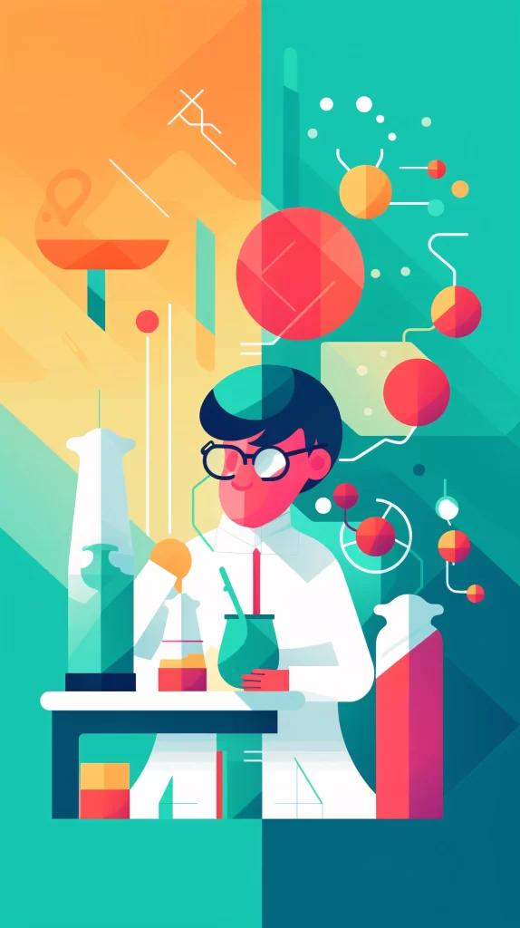 Scientist Labcoat Glasses Lab Equipment Abstract Modern