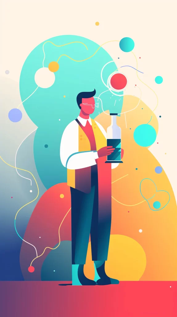 Scientist Multicolored Flask Abstract Illustration Modern