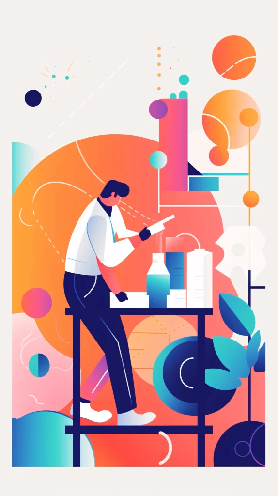 Scientist Multicolored Labcoat Abstract Modern