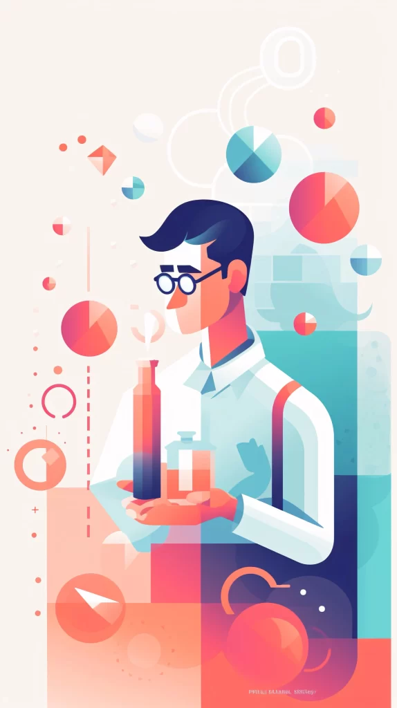Scientist Red Blue Abstract Modern