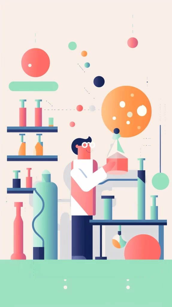 Scientist Red Green Blue Abstract Illustration