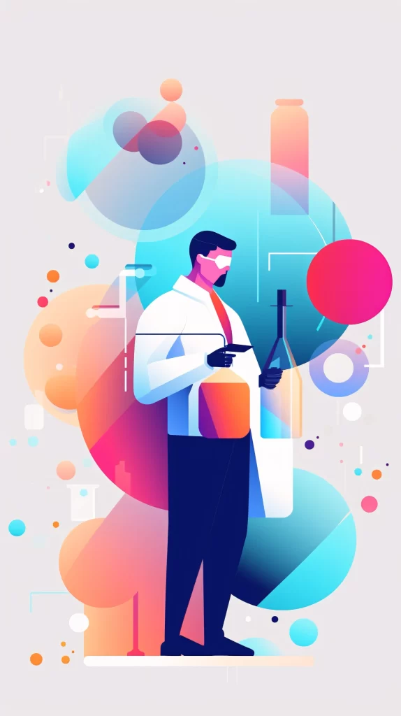 Scientist White Labcoat Flask Abstract Colorful Modern