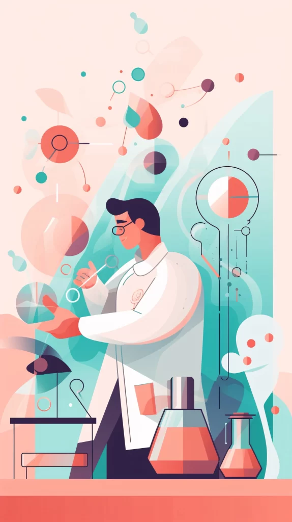 Scientist White Labcoat Flask Abstract Modern