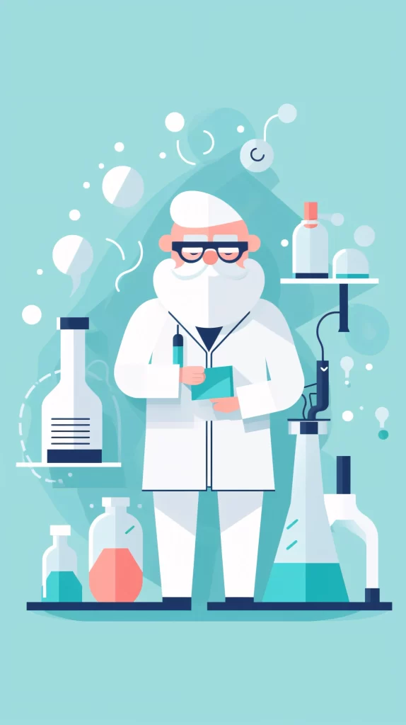 Scientist White Labcoat Lab Equipment Flat Illustration neutral Modern
