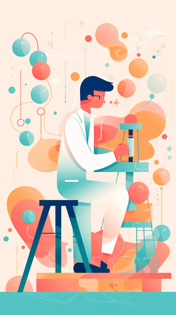 Scientist White Labcoat Microscope Abstract Colorful