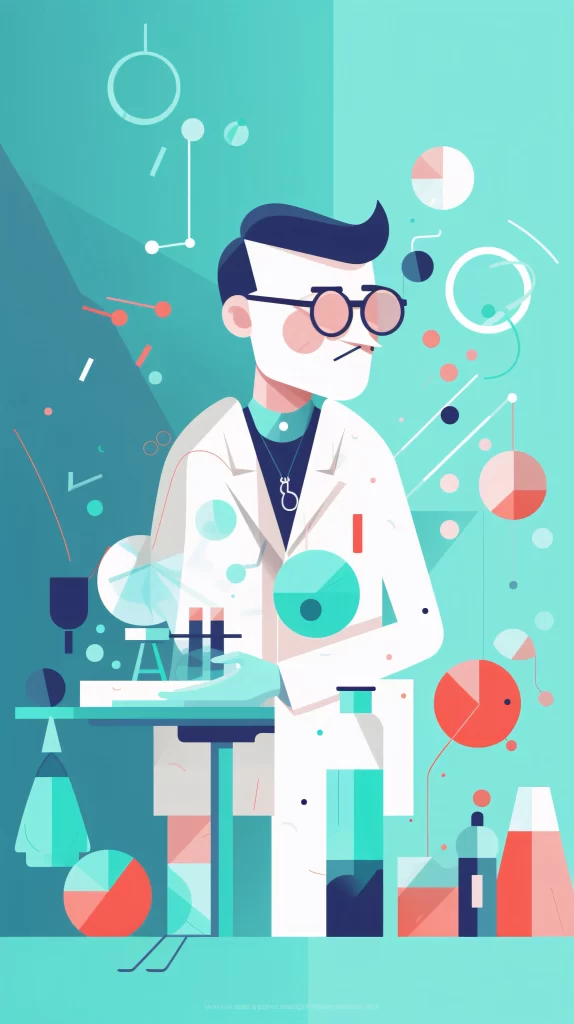 Scientist White Labcoat Microscope Abstract Geometric