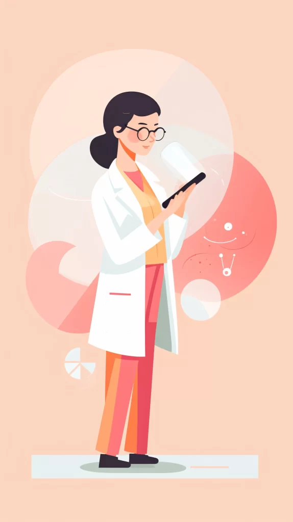Scientist White Labcoat Pink Orange Digital Modern