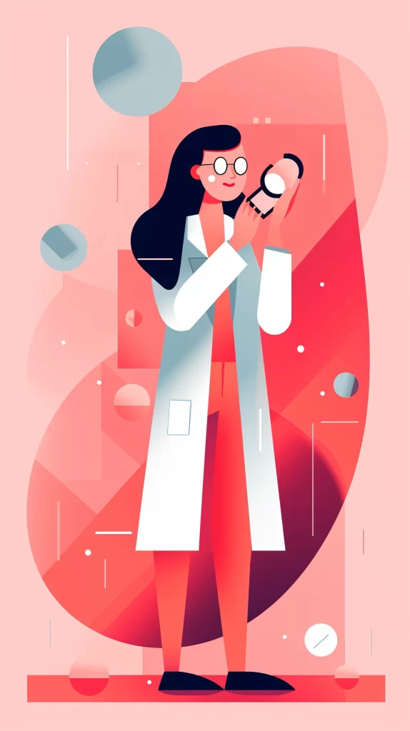 Scientist White Labcoat Red Abstract Modern