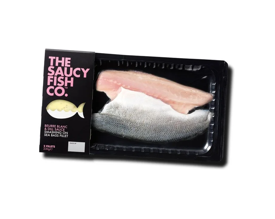 Sea Bass Fillet Packaging Modern Pink Illustration